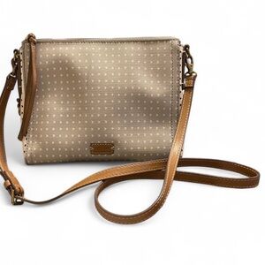 Fossil Tan and Brown Patterned Crossbody Bag